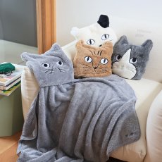 画像3: 松尾ミユキ Cat Face Blanket Light Gray　MM762 (3)