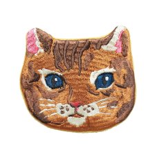 画像1: Nathalie Lete Embroidered cat face pouch Maya　NL881 (1)